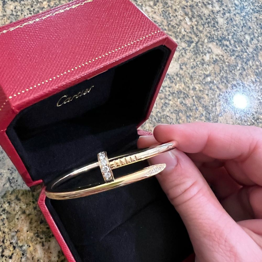Rose gold Cartier nail bracelet size 16